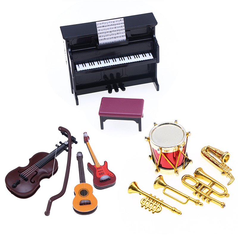 Musical Instrument Manufacturers - 【M】1:12 ドールハウスミニチュア古典楽器ピアノギターサックスセット楽器モデル人形ホームライフシーン装飾