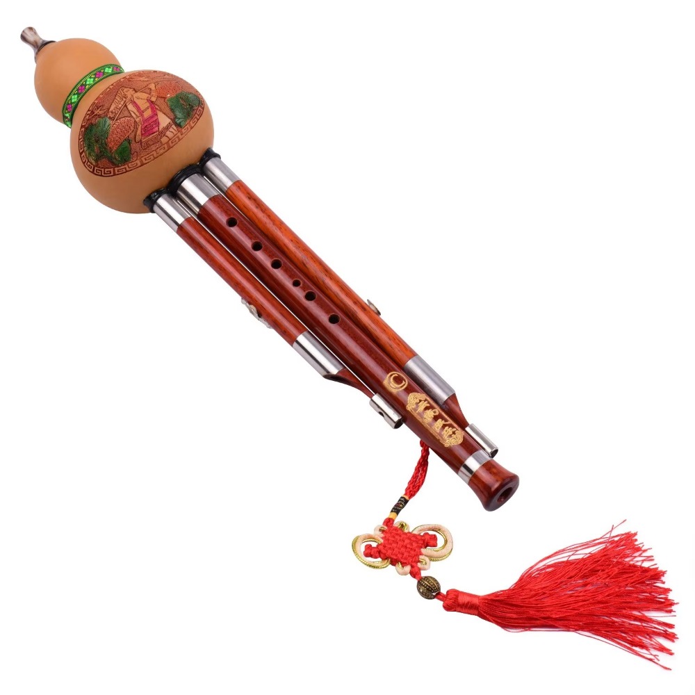Musical Instrument Flute - 3トーンCキー フルート型笛 木製管 中国伝統楽器 中国結びとキャリングケース付き