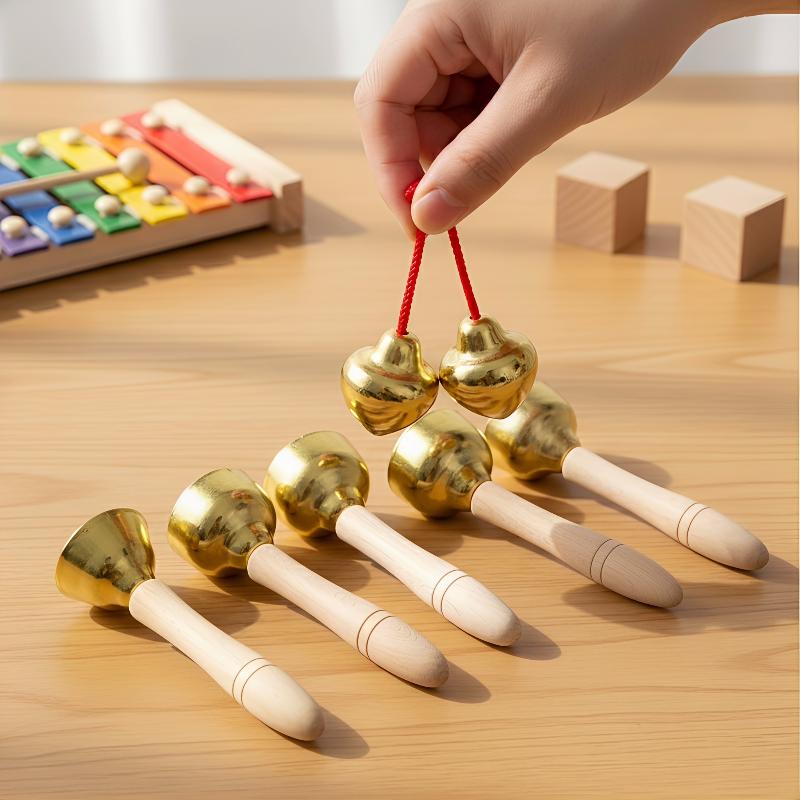Musical Instrument Chimes - 打楽器キッズベル 2個入り 弦付きハンドル付き 就学前音楽教育ツール用