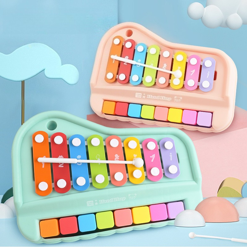 Musical Instrument Chimes - 8音階シロフォンピアノ 2-in-1 早期教育用音楽玩具 マレット付き 赤ちゃん 幼児向け