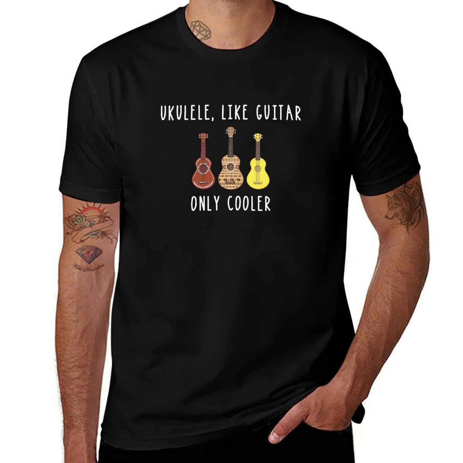 Musical Instrument Like Guitar - ギターのようなウクレレ、さらにクールな楽器Tシャツ、通気性のあるメンズスポーツウェアTシャツ