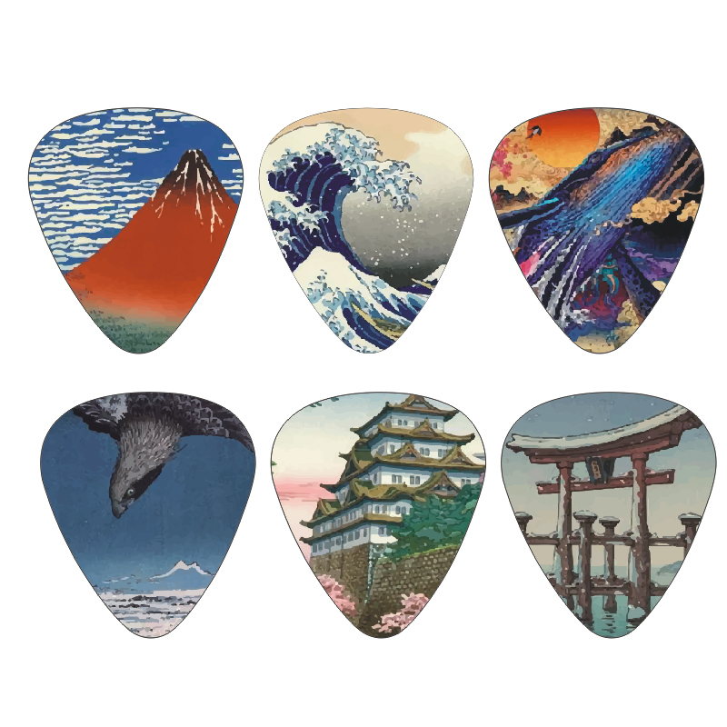 Musical Instrument Painting - 新しい 12 ピース/セットギターピック - 日本文化スタイルのテーマ絵画榴散弾、ベース、ウクレレ楽器アクセサリー用