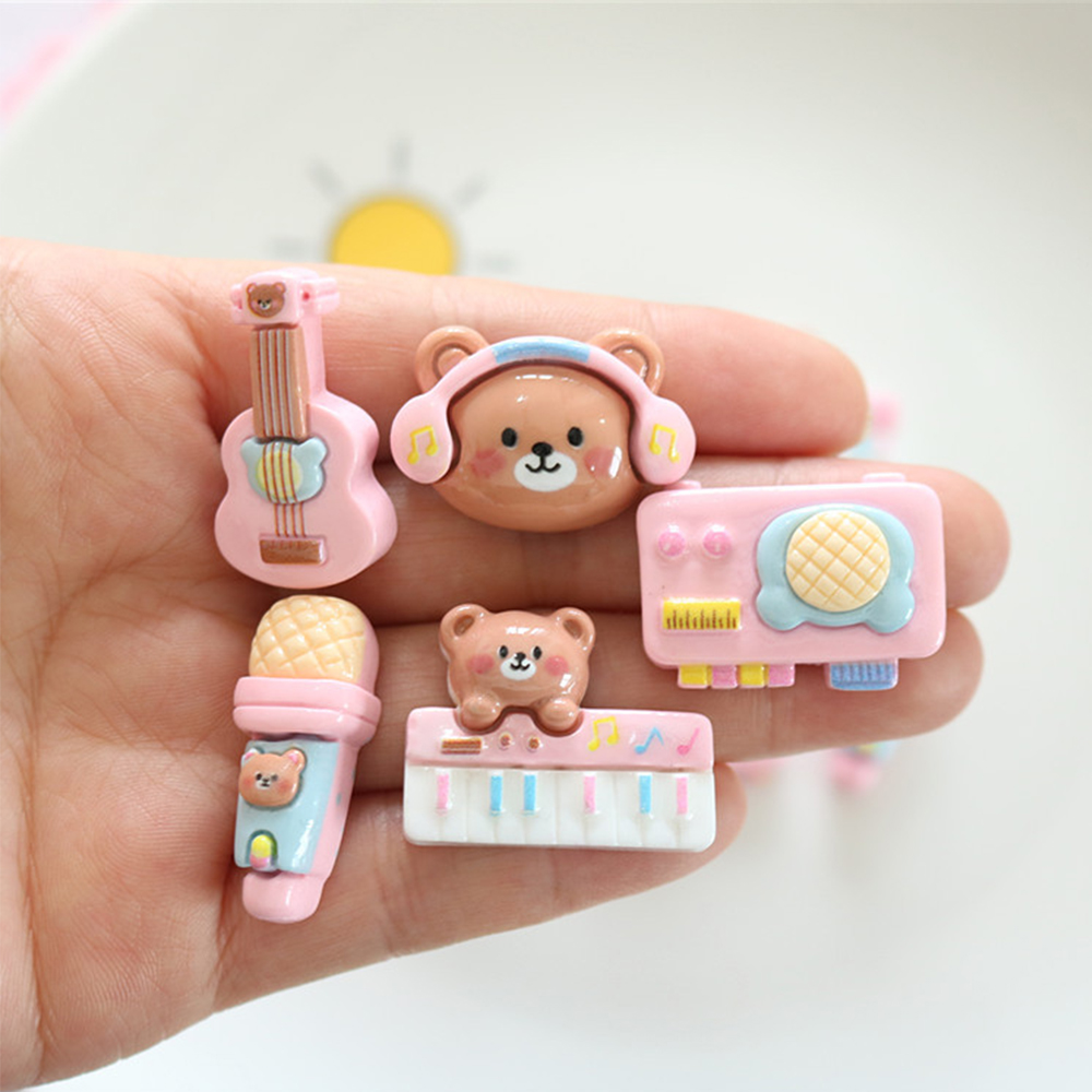 Musical Instrument Manufacturers - 樹脂フラットバックカボション、光沢のあるクマ、楽器、スクラップブッキング、DIYジュエリー、クラフト装飾、アクセサリー、10個