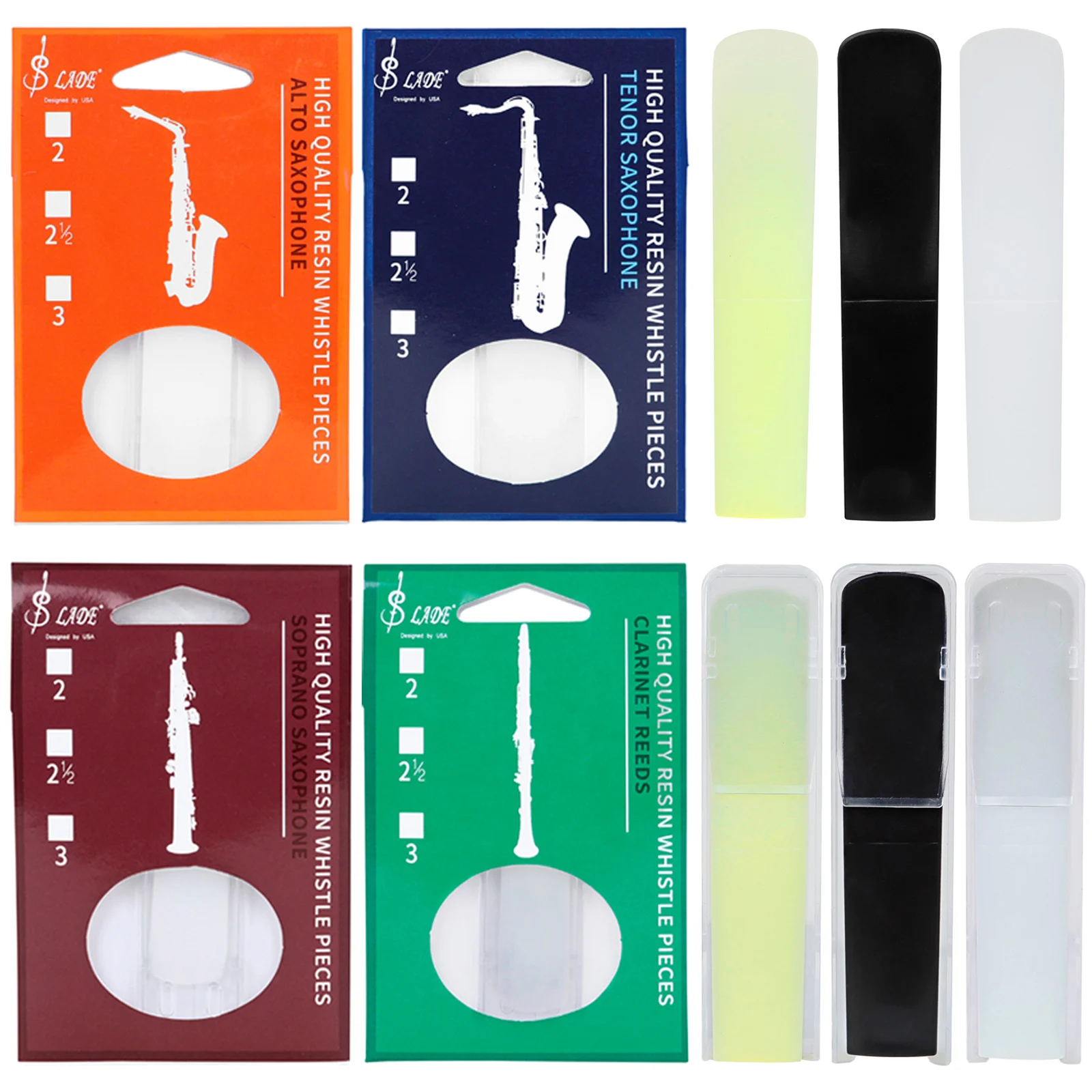 Musical Instrument Reed - スレイド 2.5 サックス樹脂リードクラリネットマウスピースリードアルトソプラノテナーサックスプラスチックリード木管楽器アクセサリー