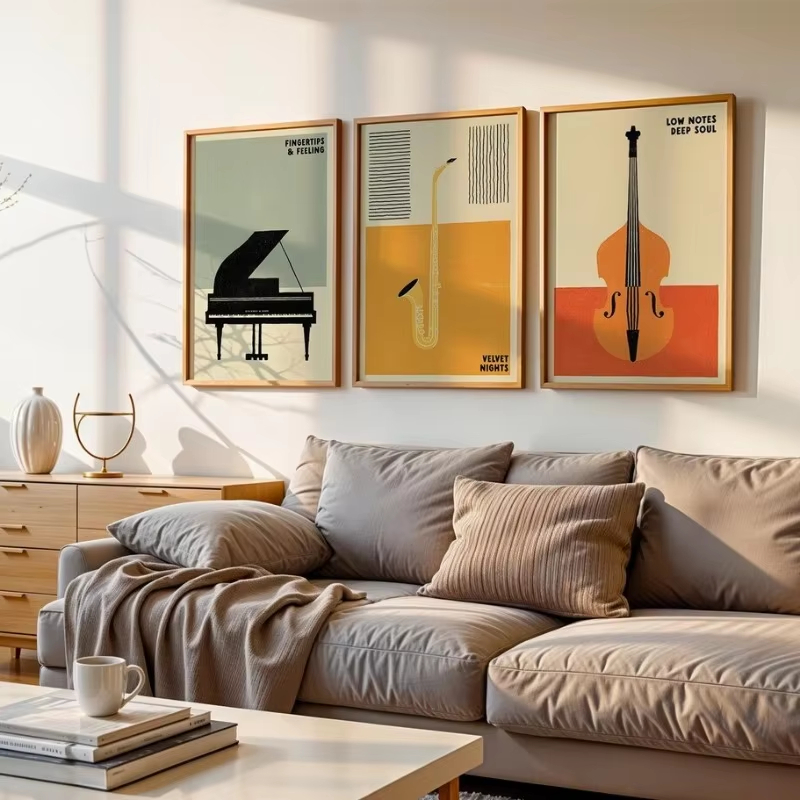 レトロな中世風ポップミュージック楽器ポスター |   90年 - Musical Instrument Manufacturers のレビューと価格