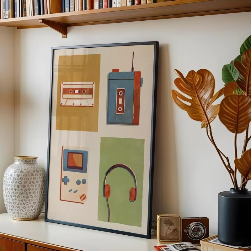 レトロな中世風ポップミュージック楽器ポスター |   90年 - Musical Instrument Manufacturers のレビューと価格
