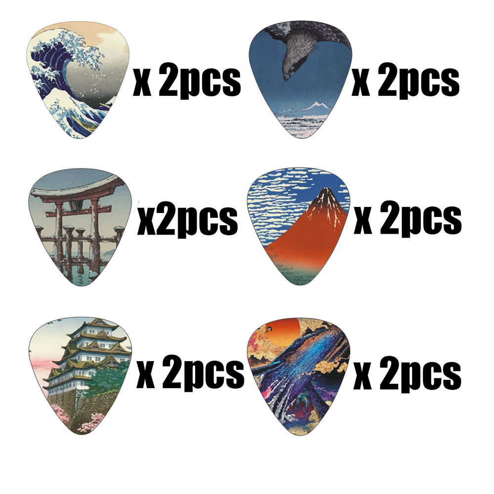 新しい 12 ピース/セットギターピック - 日本文化スタイ - Musical Instrument Painting のレビューと価格