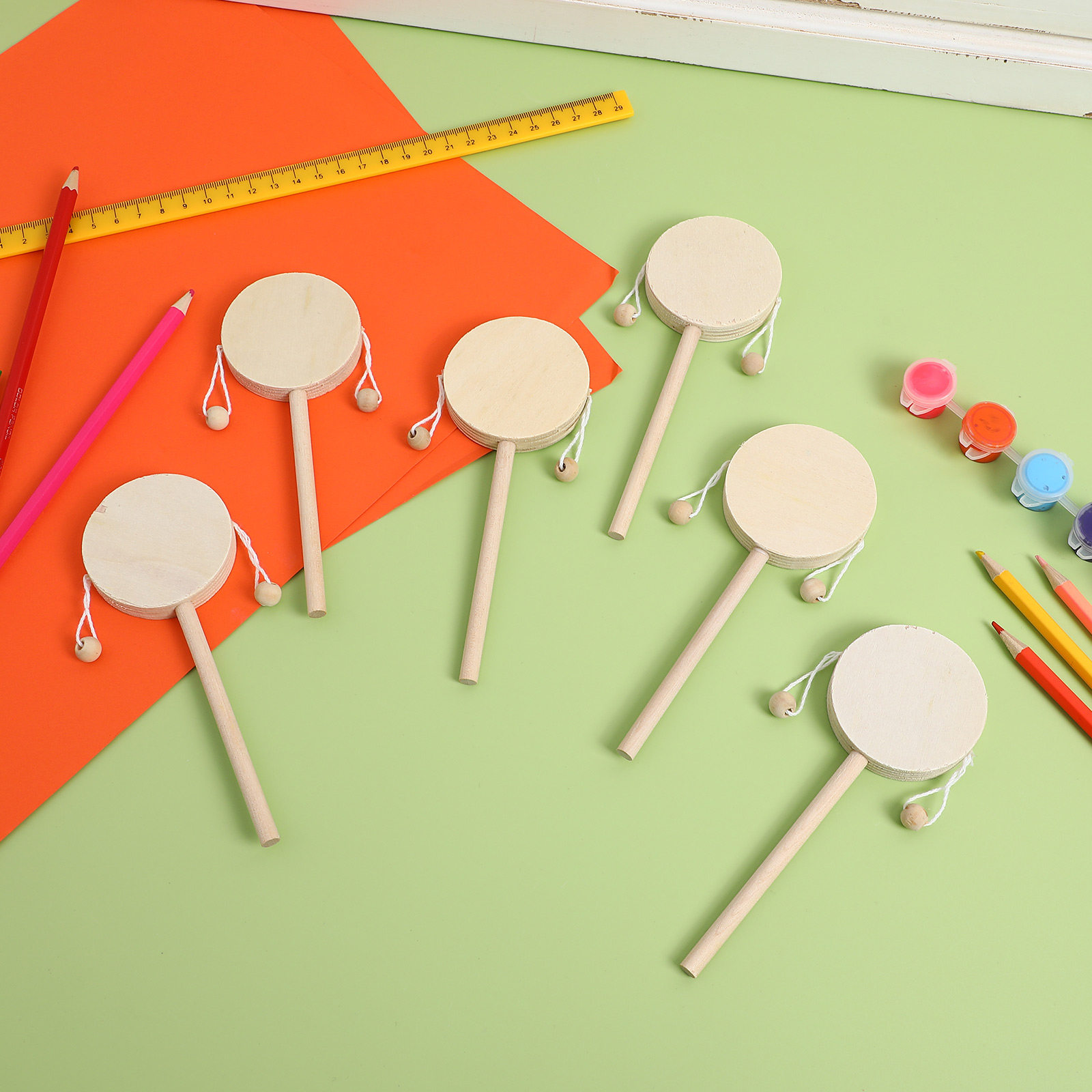 1セット ラトルドラム 木製 DIY 未完成塗装 シェイキン - Musical Instrument Painting のレビューと価格