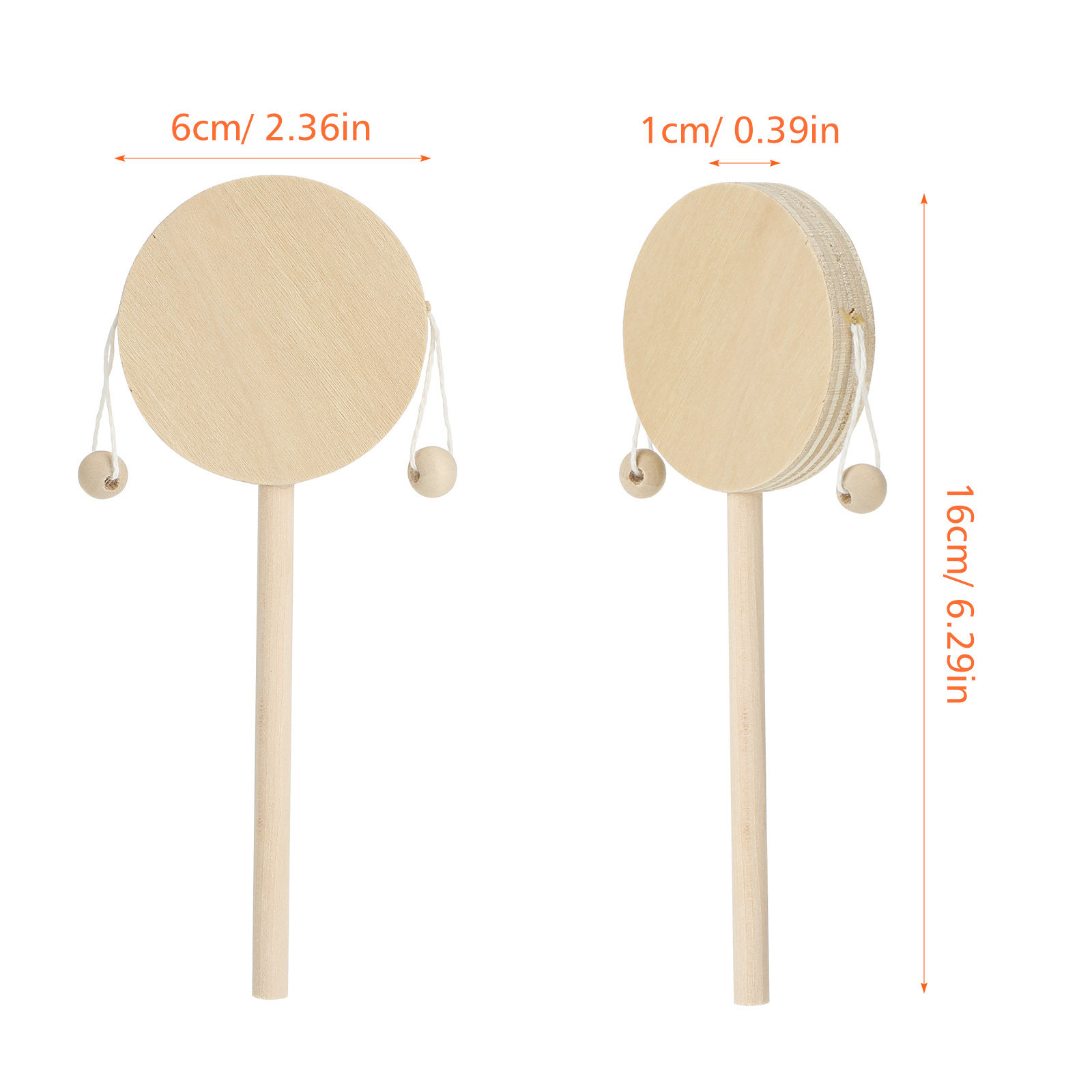 1セット ラトルドラム 木製 DIY 未完成塗装 シェイキン - Musical Instrument Painting のレビューと価格