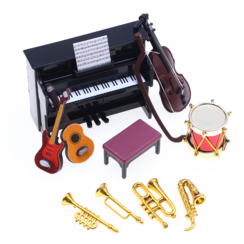 ミニチュアのリアルな楽器セット – ピアノ、ギター、サックス - Musical Instrument Like Guitar のレビューと価格